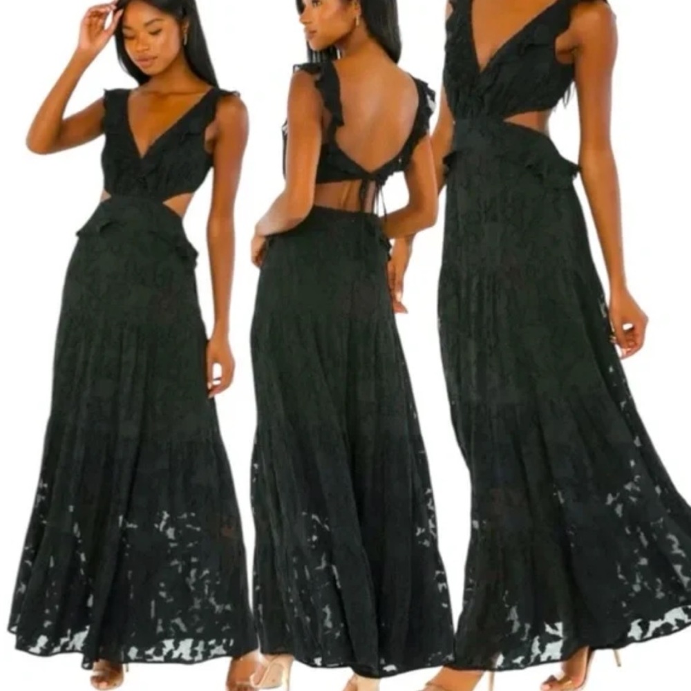 KARINA GRIMALDI Marigot Jacquard Maxi Dress in black size large